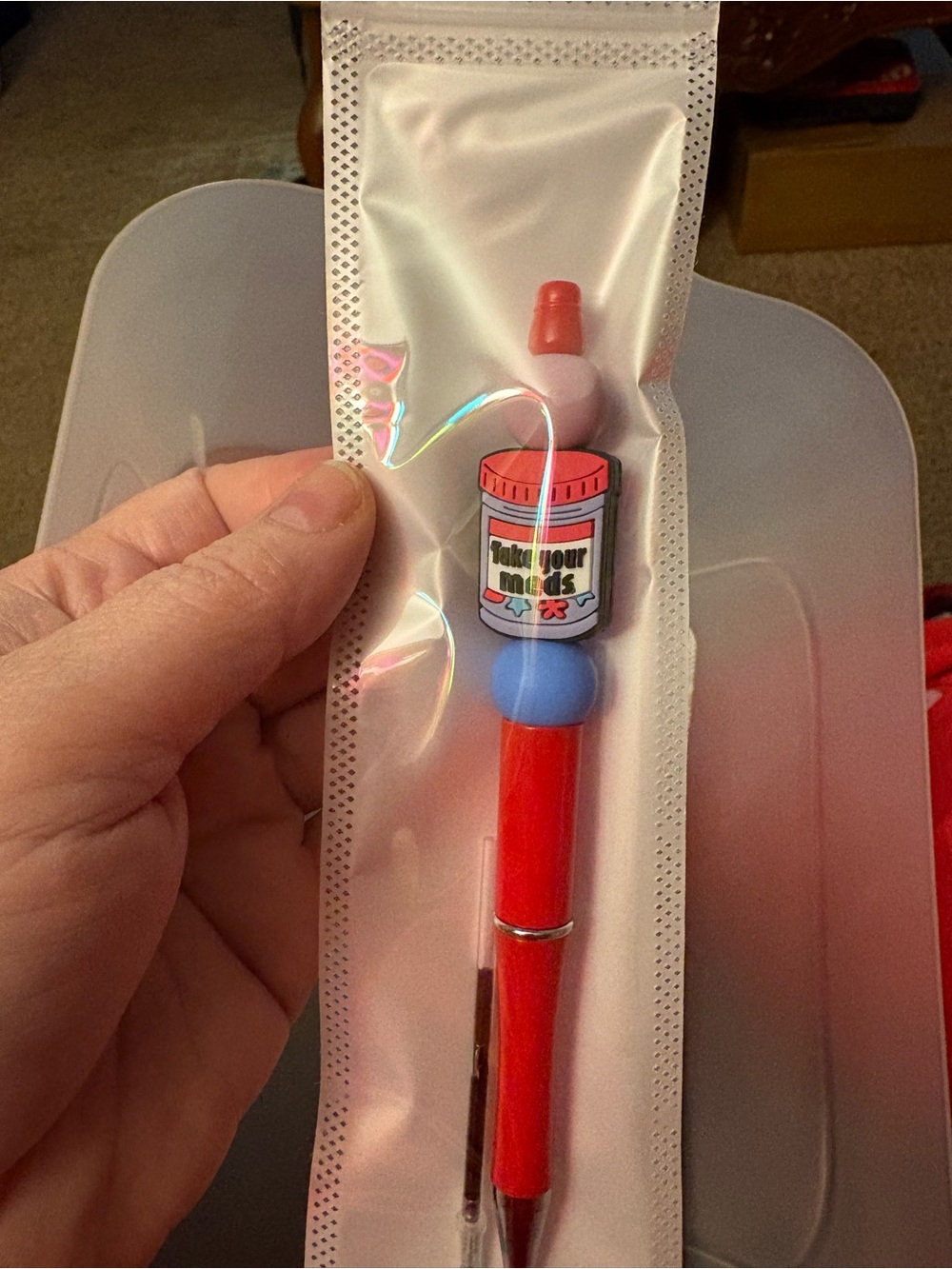 Red 'Take Your Meds' Novelty Pen - Home Party Supplies